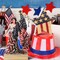 4 Pcs Veterans Day Patriotic Tiered Tray Decor Veterans wooden Tabletop Decorations Farmhouse Stars Centerpiece Wood Signs Lady Liberty Signs Standing Blocks Red White Blue(Flag)